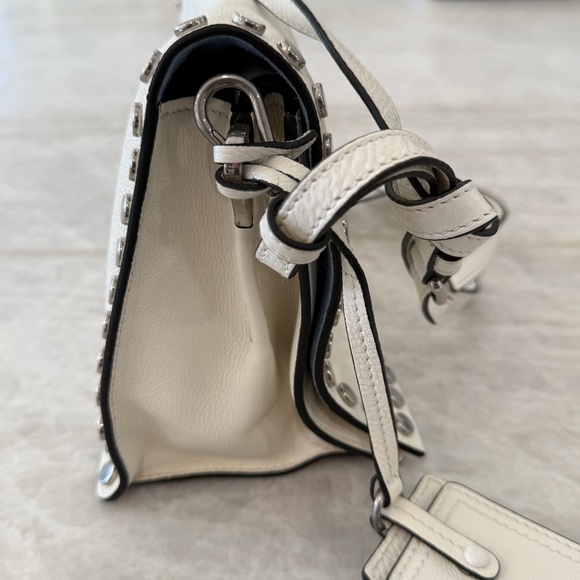 Prada Glace Studded Calfskin Leather Purse Etiquette Flap Foldover Handbag New - Picture 3 of 16